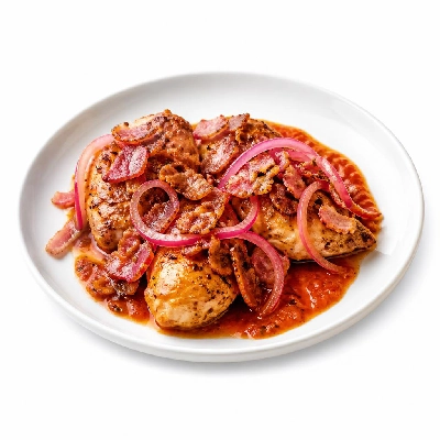 HelloFresh Bloody Mary Chicken with Pancetta Pickled Red Onion & Tomato-Horseradish Vinaigrette