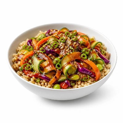 HelloFresh Brown Rice Bibimbap with Veggie Ribbons and Soy Ginger Sauce