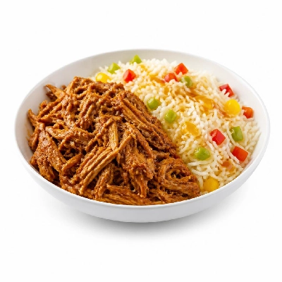 HelloFresh Cajun-Spiced Pulled Pork with Bell Pepper Basmati Rice and Hot Honey