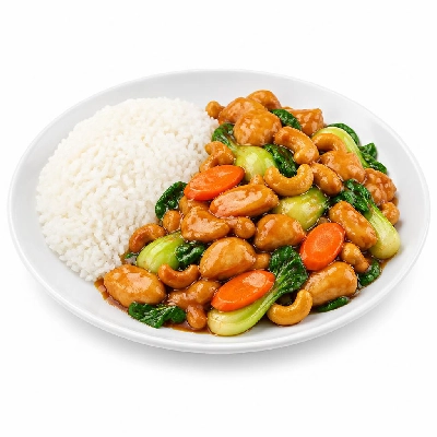 HelloFresh Cashew Chicken Stir-Fry with Baby Bok Choy Carrots and Jasmine Rice