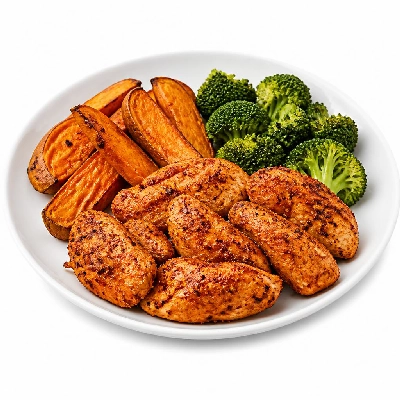 HelloFresh Cayenne Ranch Chicken with Sweet Potato Wedges and Broccoli