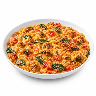 HelloFresh Cheesy Chorizo Orzotto with Tomatoes and Spinach