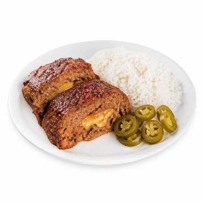HelloFresh Cheesy Stuffed Mexican Meatloaves with Rice and Pickled Jalapeno