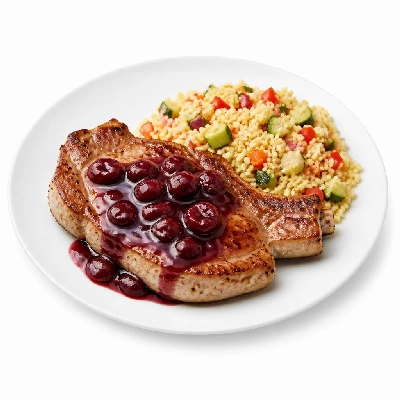 HelloFresh Cherry-Drizzled Pork Chops with Couscous Salad