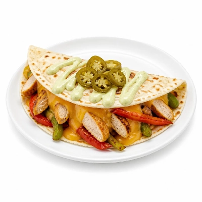 HelloFresh Chicken Cheddar Fajitas with Bell Pepper Lime Crema and Pickled Jalapeno
