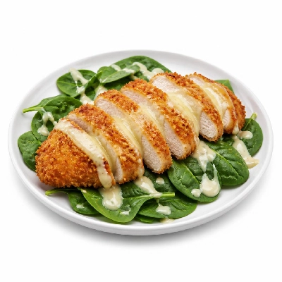 HelloFresh Chicken Parmesan Salad with Baby Spinach and a Creamy Lemon Dressing
