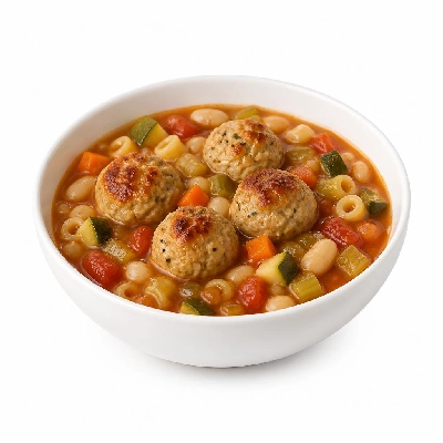 HelloFresh Chicken Sausage Meatball Dinner with Minestrone for Lunch