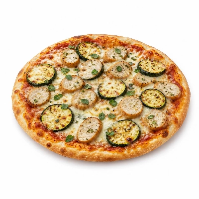 HelloFresh Chicken Sausage Pizzas with Broiled Zucchini and Fresh Oregano