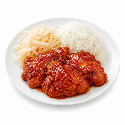 HelloFresh Chicken Thighs in Kimchi Sauce with an Asian Pear Slaw and Jasmine Rice