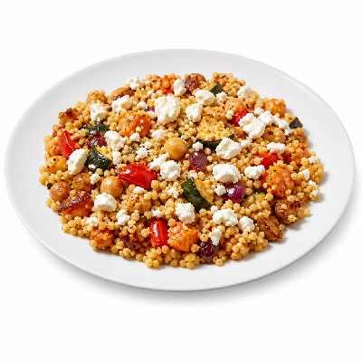 HelloFresh Chickpea-Powered Mediterranean Couscous with Roasted Veggies and Feta
