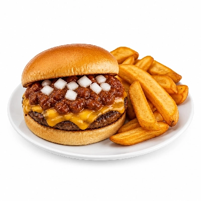 HelloFresh Chili-Onion Cheeseburgers with Steak Fries