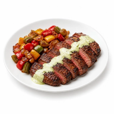 HelloFresh Chipotle-Spiced Steak with Lime Crema and Bell Pepper Hash