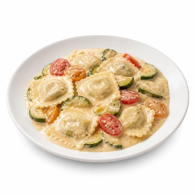 HelloFresh Creamiest Mushroom Ravioli with Zucchini and Heirloom Grape Tomatoes