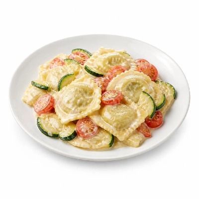 HelloFresh Creamiest Mushroom Ravioli with Zucchini and Tomatoes