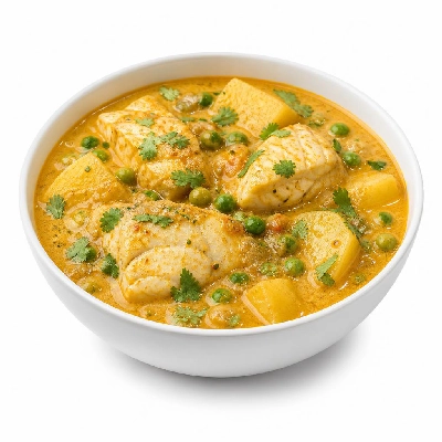 HelloFresh Creamy Coconut Fish Curry with Yukon Potatoes Sweet Peas and Cilantro