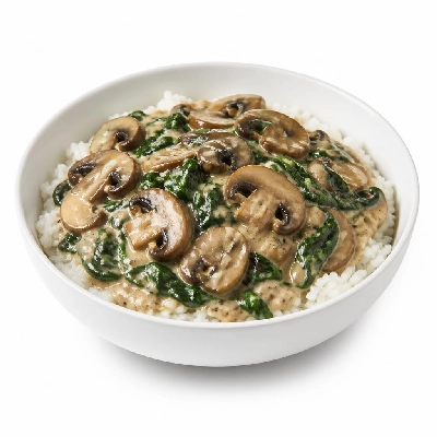 HelloFresh Creamy Portobello Mushroom Stroganoff with Spinach and Speedy Rice