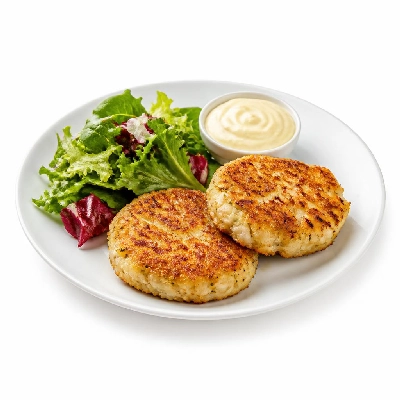 HelloFresh Creamy Potato Cod Cakes with Green Salad and Lemon Aioli