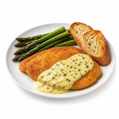 HelloFresh Crispy Breaded Tilapia with Asparagus Lemon Chive Sauce and Ciabatta Toasts