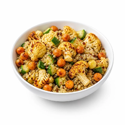 HelloFresh Crispy Chickpea and Roasted Cauliflower Salad with Quinoa Garlic Vinaigrette