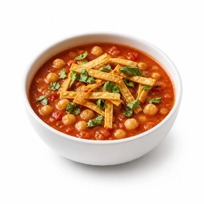 HelloFresh Crispy Chickpea and Tomato Soup with Cheesy Tortillas and Basil