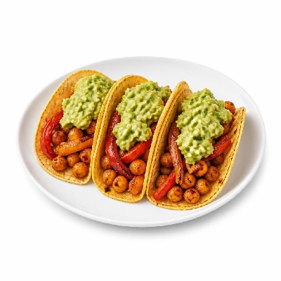 HelloFresh Crispy Chickpea Tacos with Roasted Bell Peppers and Guacamole