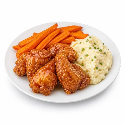 HelloFresh Crispy Hot Honey Chicken with Carrot Fries and Chive Mashed Potatoes