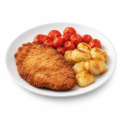 HelloFresh Crispy Pork Milanese with Cheesy Potatoes and Blistered Tomatoes