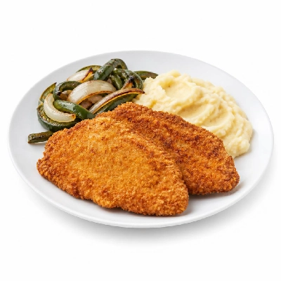 HelloFresh Crispy Southwestern Chicken Cutlets with Monterey Jack Mashed Potatoes and Roasted Poblano Onion