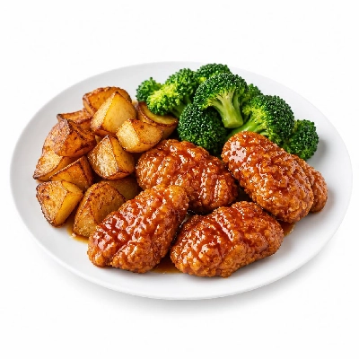 HelloFresh Crunchy Hot Honey Chicken with BBQ Roasted Potatoes and Buttery Broccoli
