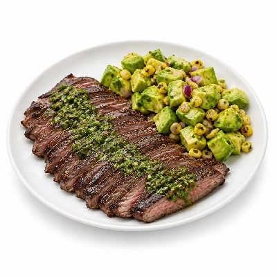 HelloFresh Cumin Chimichurri Skirt Steak with a Summery Avocado and Charred Corn Salad