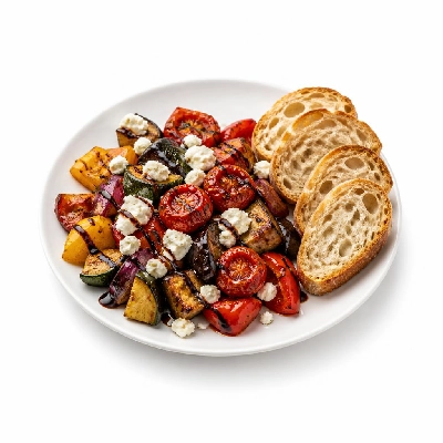 HelloFresh Deconstructed Ratatouille with Balsamic Tomatoes Feta and Garlic Ciabatta