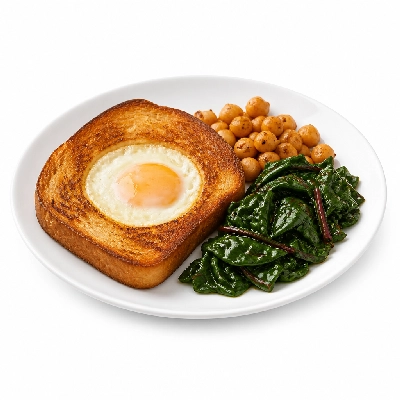 HelloFresh Eggs-in-a-Hole Skillet with Chickpeas and Swiss Chard