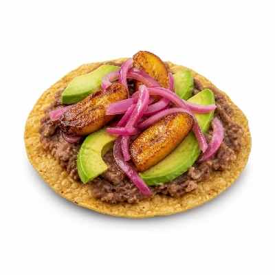 HelloFresh Feisty Frijole Tostadas with Plantain Pickled Red Onion and Avocado