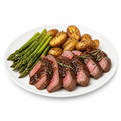HelloFresh Fig and Rosemary New York Strip Steak with Fingerling Potatoes and Asparagus
