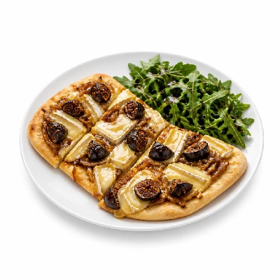 HelloFresh Fig & Brie Flatbread with Thyme-Caramelized Onions and Balsamic-Arugula Salad