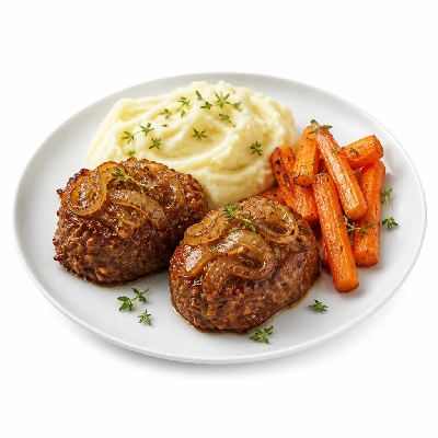 HelloFresh French Onion Meatloaves with Mashed Potatoes and Thyme-Roasted Carrots