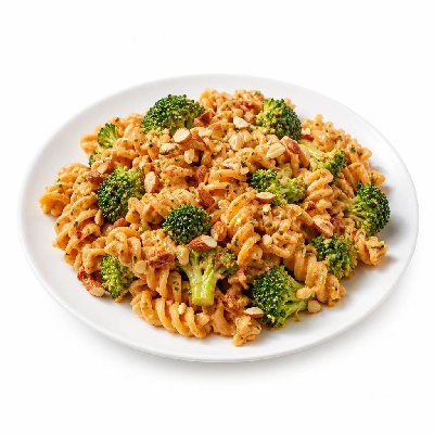 HelloFresh Fusilli Rustica with Sun-Dried Tomato Cream Sauce Broccoli and Toasted Almonds