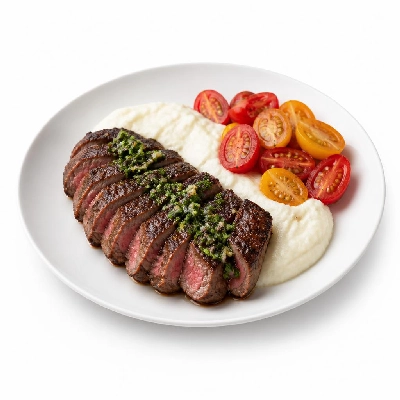 HelloFresh Gremolata Strip Steak with Cauliflower Mash and Warm Heirloom Tomatoes
