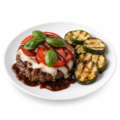 HelloFresh Grilled Caprese Burgers with Charred Zucchini and Spicy Balsamic Ketchup