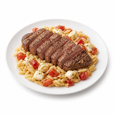 HelloFresh Herbed Sirloin Steak over Orzo Caprese Salad