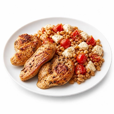 HelloFresh Herby Pan-Seared Chicken with Farro Tomatoes and Fresh Mozzarella