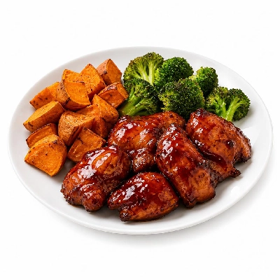 HelloFresh Hoisin Sriracha Chicken with Roasted Sweet Potatoes and Broccoli