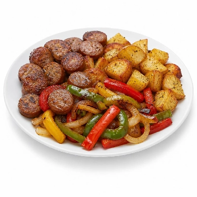 HelloFresh Homestyle Breakfast Platter with Sausage Peppers and Yukon Potatoes