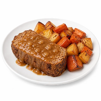 HelloFresh Homestyle Meatloaf with Shallot Gravy & Caramelized Root Vegetables
