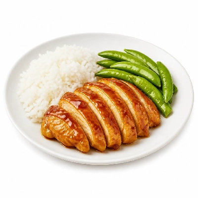 HelloFresh Honey-and-Ginger-Glazed Chicken with Snap Peas and Jasmine Rice