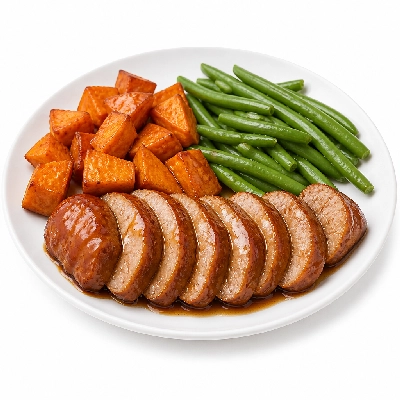 HelloFresh Honey-Glazed Pork Tenderloin with Sweet Potatoes and Green Beans