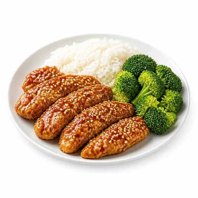 HelloFresh Honey Sesame Chicken Tenders with Broccoli over Jasmine Rice