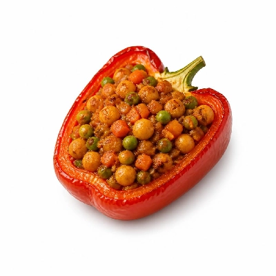 HelloFresh Indian Stuffed Peppers Garam Masala-Spiced Chickpeas Peas & Carrots
