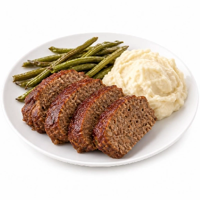 HelloFresh Italian Meatloaf with Roasted Green Beans and Mashed Potatoes