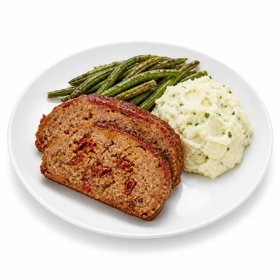 HelloFresh Italian Meatloaf with Sun-Dried Tomatoes Roasted Green Beans and Garlic Basil Mashed Potatoes